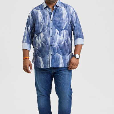 Blue Abstract Regular Fit Shirt