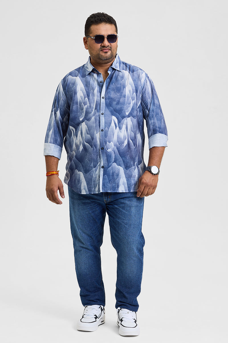 Blue Abstract Regular Fit Shirt