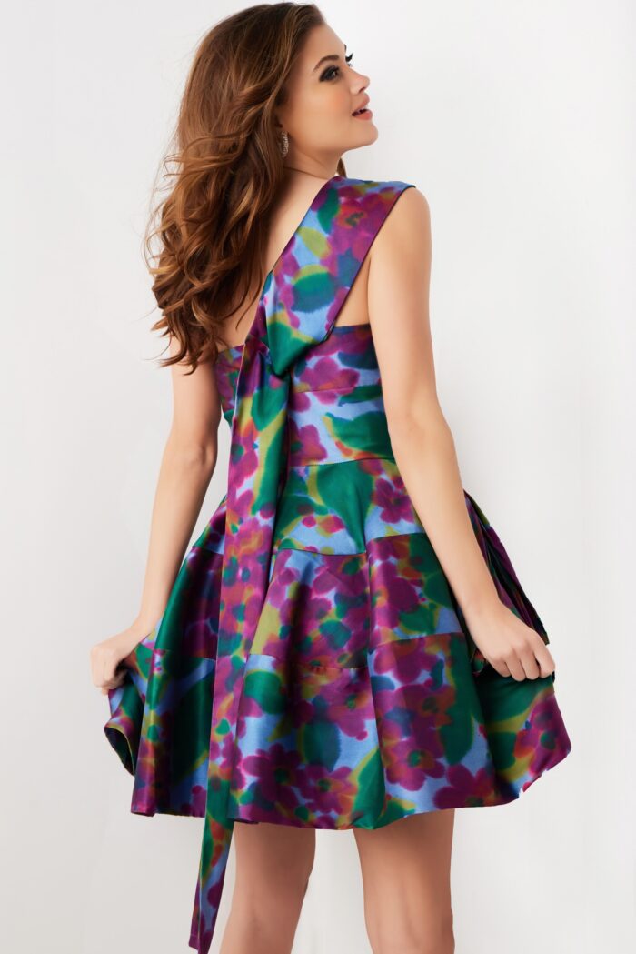 Jovani 34408 Short Printed A Line Cocktail Dress