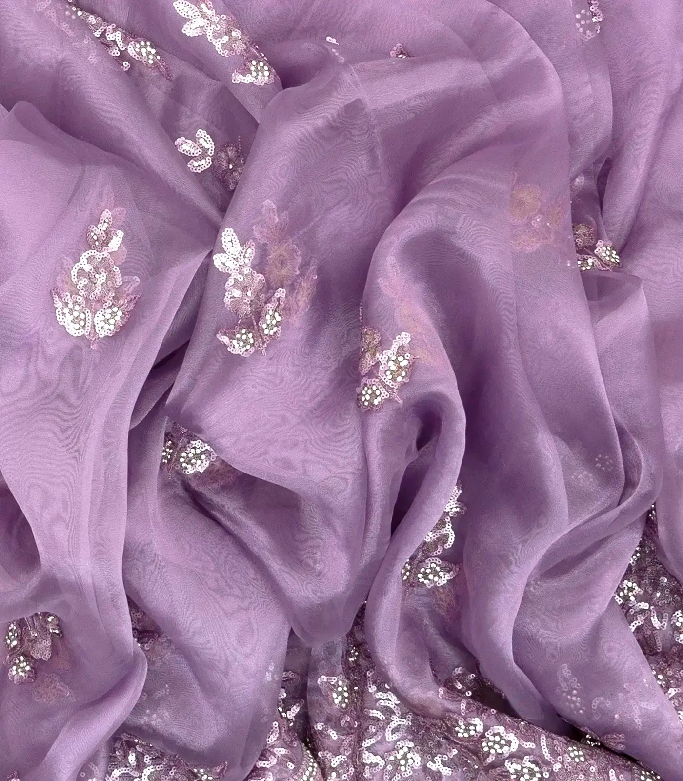 Purple Woven Blended Tissue Saree With Embroidered Floral Motifs