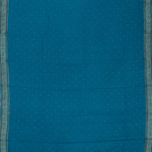 Blue Handwoven Banarasi Georgette Silk Saree With Embroidered Floral Motifs