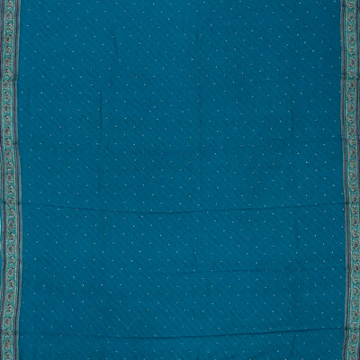 Blue Handwoven Banarasi Georgette Silk Saree With Embroidered Floral Motifs