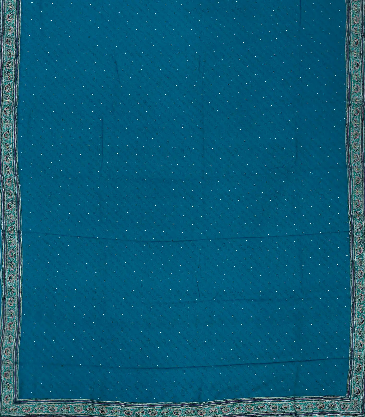 Blue Handwoven Banarasi Georgette Silk Saree With Embroidered Floral Motifs