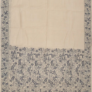 Taupe Handloom Bengal Cotton Saree With Embroidered Floral Motifs