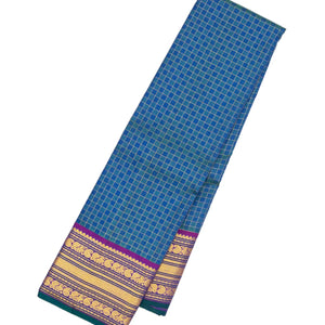 Blue Handloom Kanchipuram Silk Saree With Payadi Checks