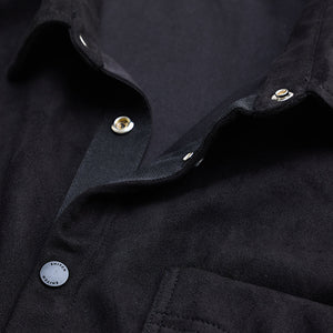 Black Suede Snap Button Overshirt