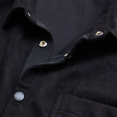 Black Suede Snap Button Overshirt