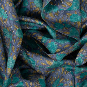 Dark Grey Woven Tussar Silk Saree Printed With Bird Motifs-Dark Grey