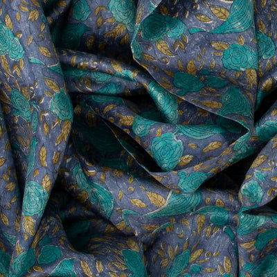 Dark Grey Woven Tussar Silk Saree Printed With Bird Motifs-Dark Grey