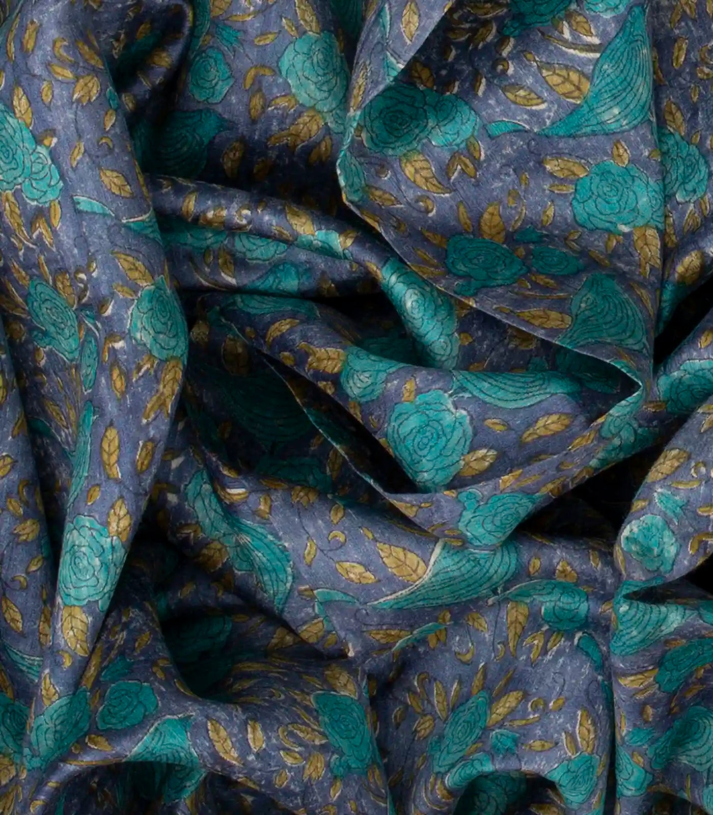 Dark Grey Woven Tussar Silk Saree Printed With Bird Motifs-Dark Grey