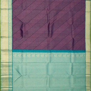 Magenta Handloom Kanchipuram Korvai Silk Saree With Stripes
