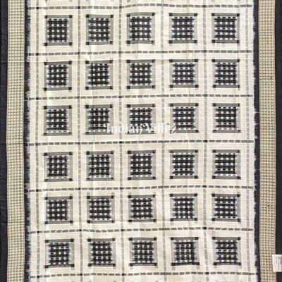 Black & White Ashwin Theme Pure Sambalpuri Silk Dupatta