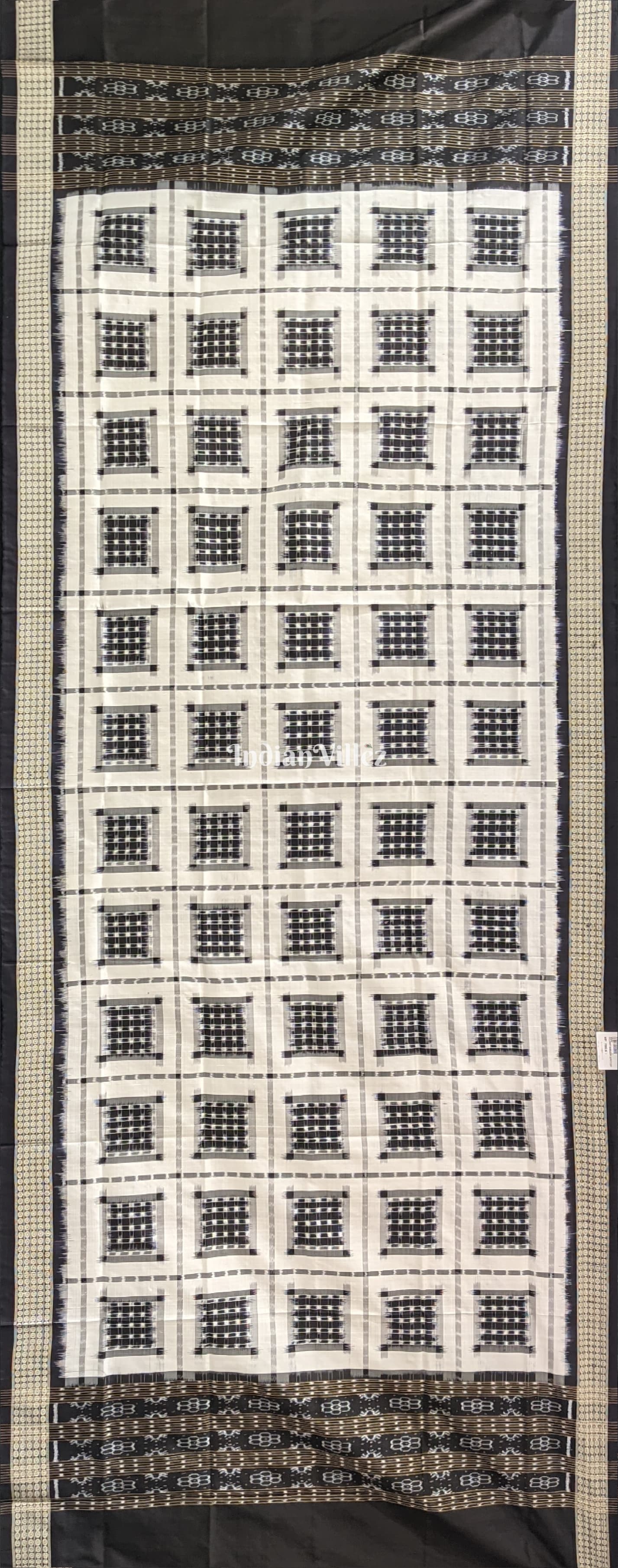 Black & White Ashwin Theme Pure Sambalpuri Silk Dupatta