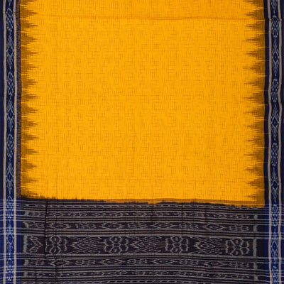 Yellow Handwoven Orissa Cotton Saree With Checks & Contrast Border