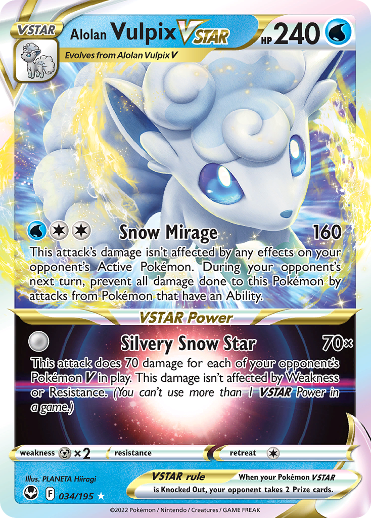Alolan Vulpix VSTAR - 034/195 - Rare Holo VSTAR