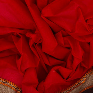 Red Bengal Cotton Saree With Black Border