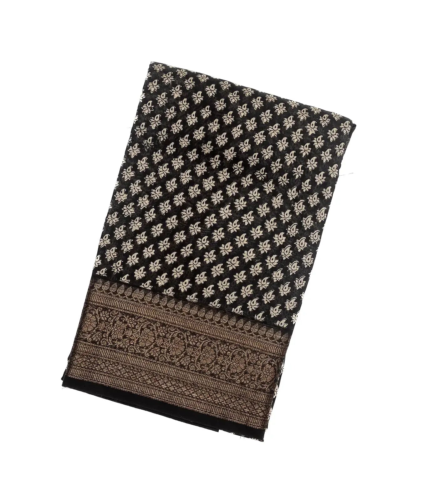 Black Woven Chanderi Cotton Saree With Printed Mango Motifs