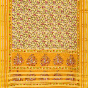 Yellow Handloom Chanderi Cotton Saree With Printed Mango Motifs