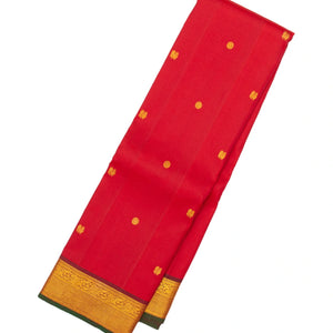 Red Handloom Kanchipuram Silk Saree With Annam Buttas
