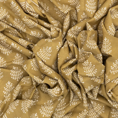 Beige Woven Jaipur Cotton Saree With Printed Floral Motifs