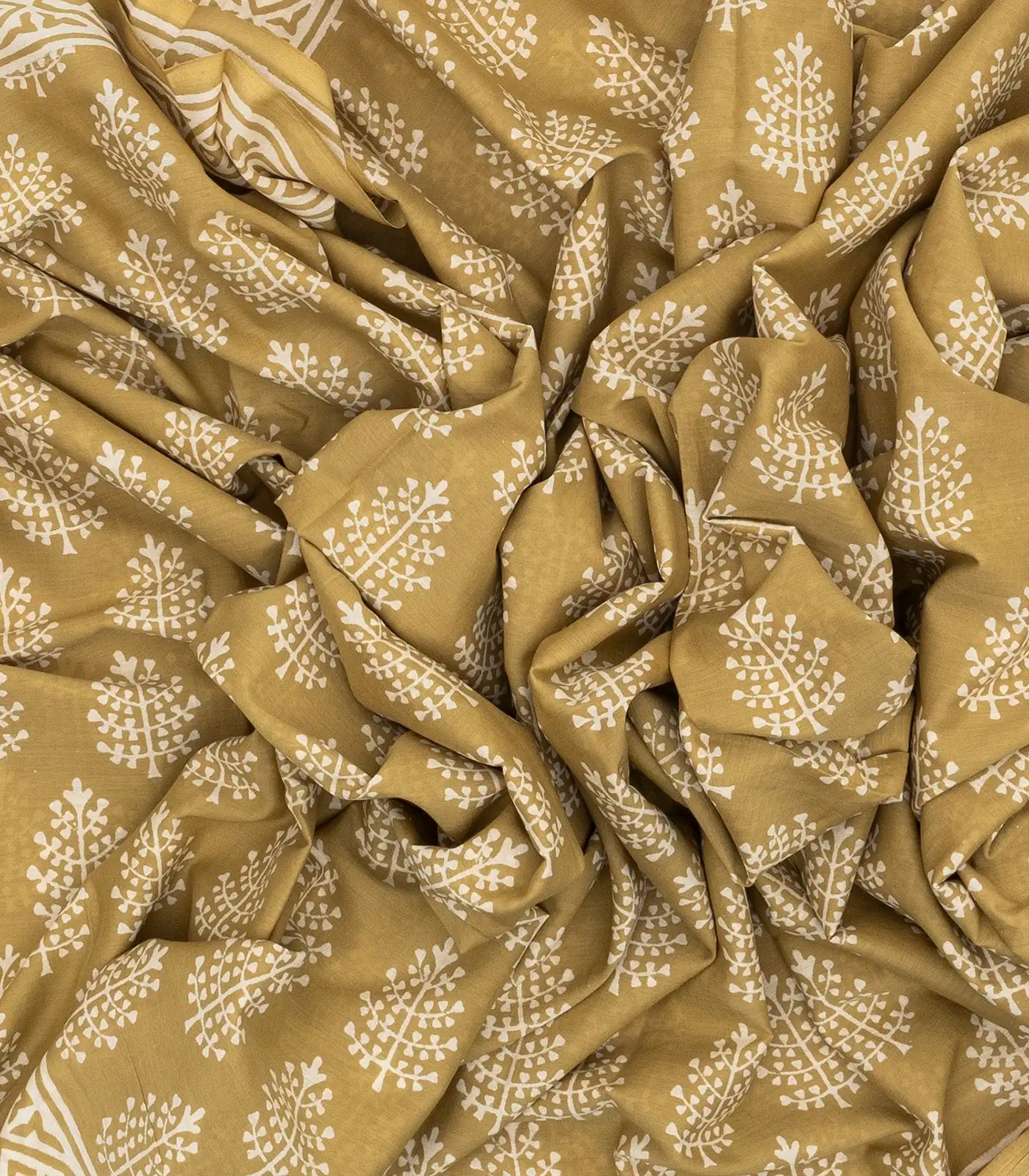 Beige Woven Jaipur Cotton Saree With Printed Floral Motifs