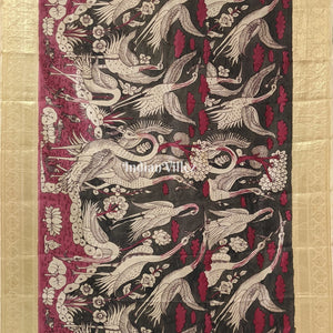 Multicolour Hand-Painted Kanjivaram Silk Kalamkari Saree