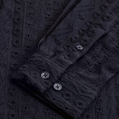 Black Self-Design Shirt
