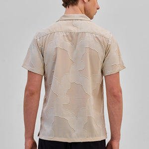Beige Textured Box Fit Shirt