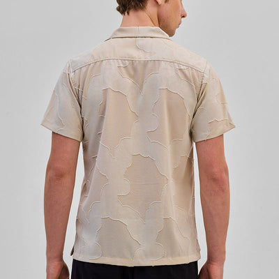 Beige Textured Box Fit Shirt
