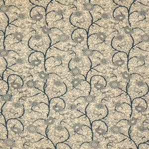 Cream Cotton Saree With Blue Kalamkari Print