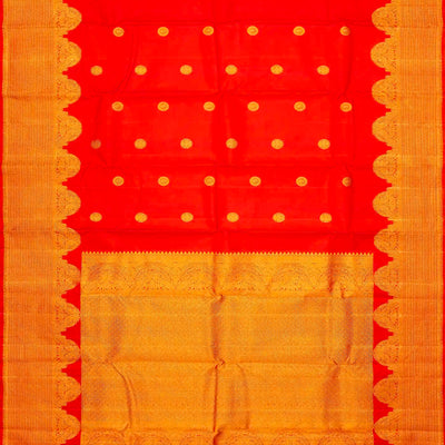 Red Handloom Kanchipuram Silk Saree With Gandaberunda Motifs