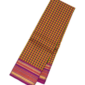 Multi Colour Handloom Korvai Kanchipuram Silk Saree With Checks
