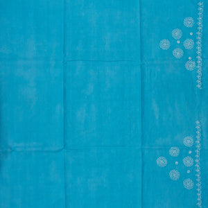 Sky Blue Chikankari Embroidered Cotton Saree With Floral Motifs