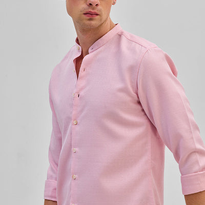 Pink Mandarin Slim Fit Shirt