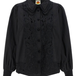 Farm Rio Black Embroidered Shirt