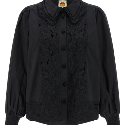 Farm Rio Black Embroidered Shirt