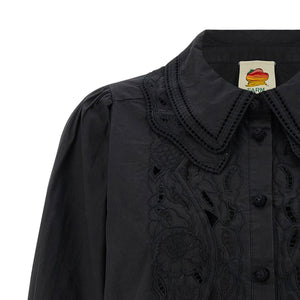 Farm Rio Black Embroidered Shirt