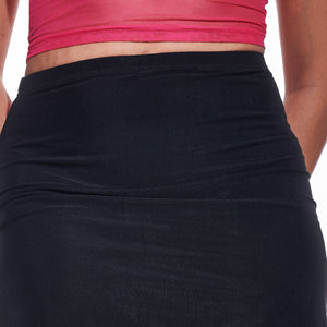 A-Line Solid Mesh Mini Skirt