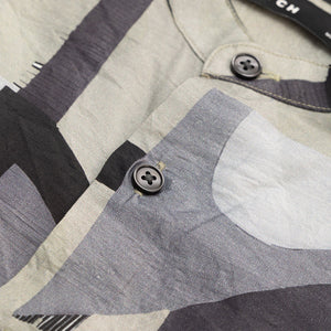 Beige Abstract Mandarin Shirt