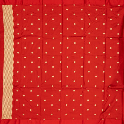 Midnight Blue Handloom Banarasi Silk Saree With Bird Buttas & Contrast Border