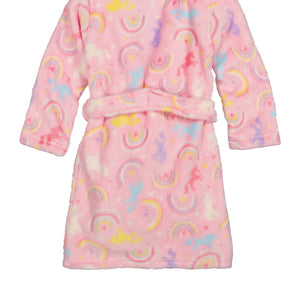 Toddler Girls Rainbow Print Bath Robe with Sherpa Slippers
