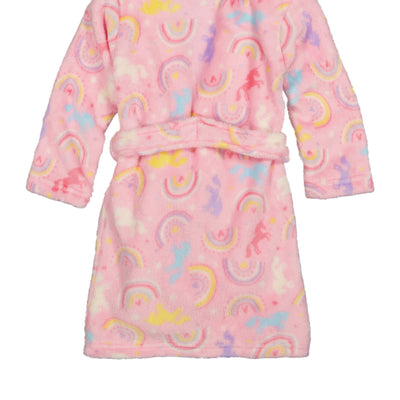 Toddler Girls Rainbow Print Bath Robe with Sherpa Slippers