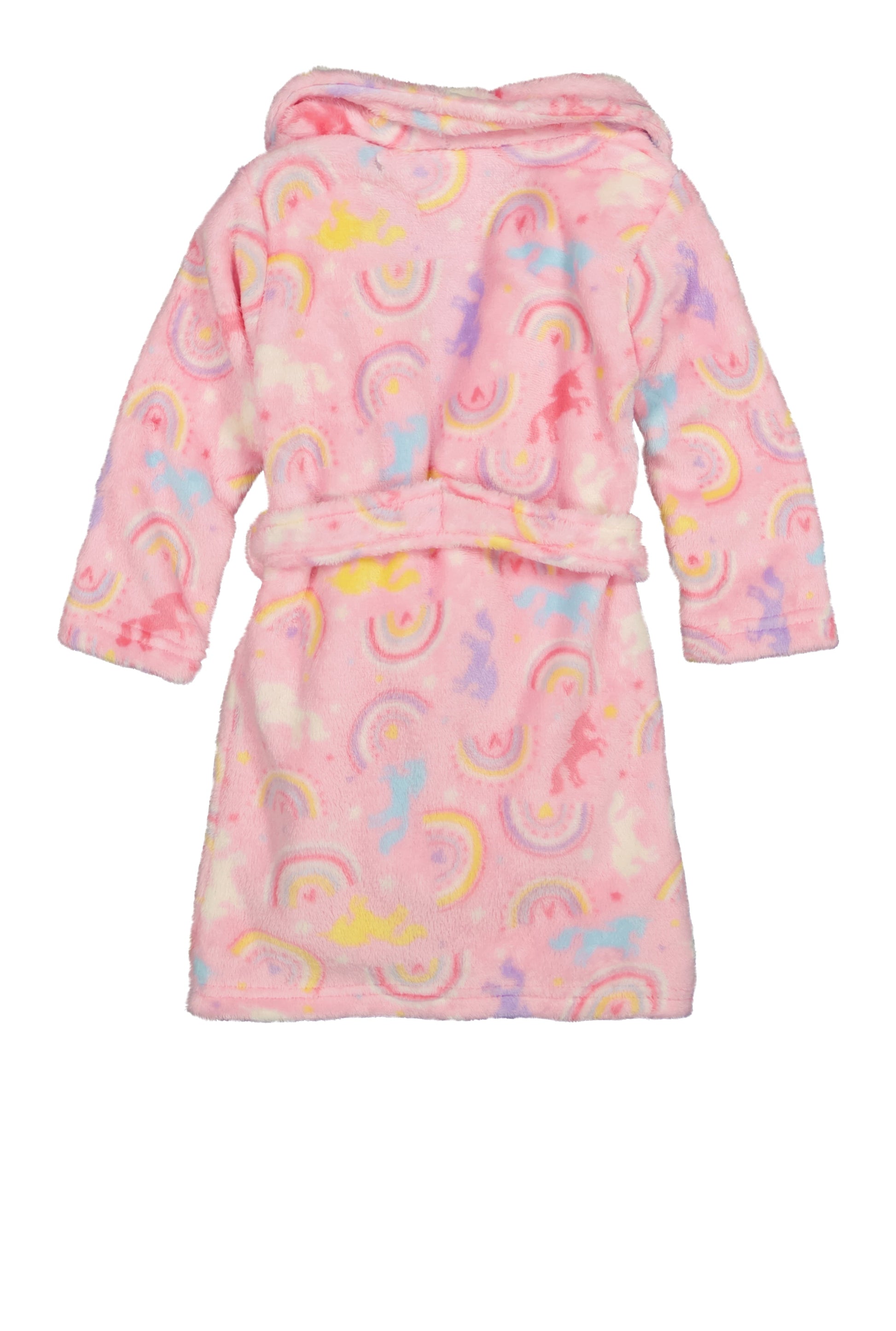 Toddler Girls Rainbow Print Bath Robe with Sherpa Slippers