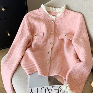 Gia Cute Heart Cardigans in Pink