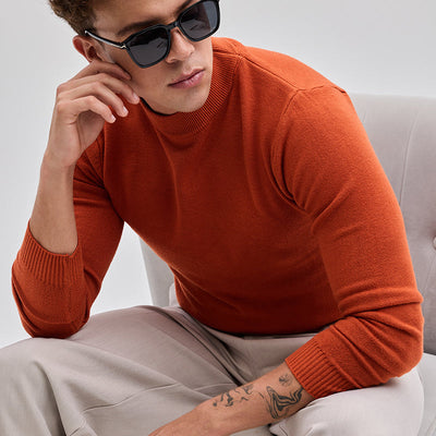 Orange Knitted Sweatshirt
