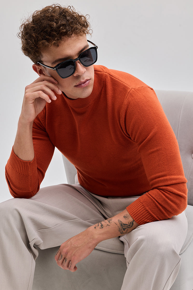 Orange Knitted Sweatshirt