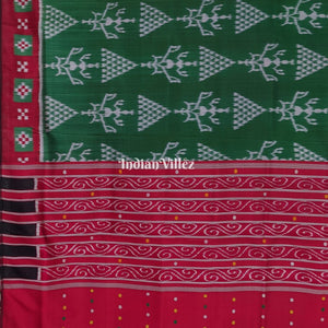 Mehndi Green Tribal Border Pasapali Contemporary Silk Saree