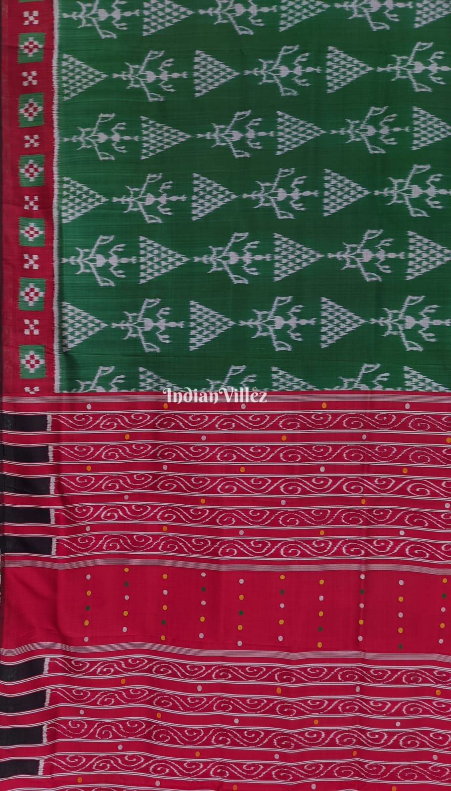 Mehndi Green Tribal Border Pasapali Contemporary Silk Saree