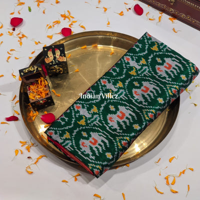 Green Red Pochampally Ikat Patola Saree
