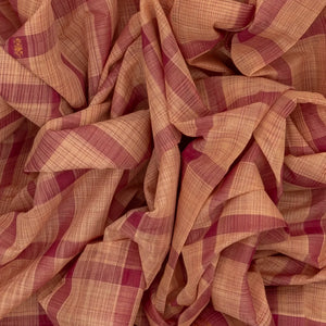 Dusty Pink Handloom Kadapa Cotton Saree With Checks